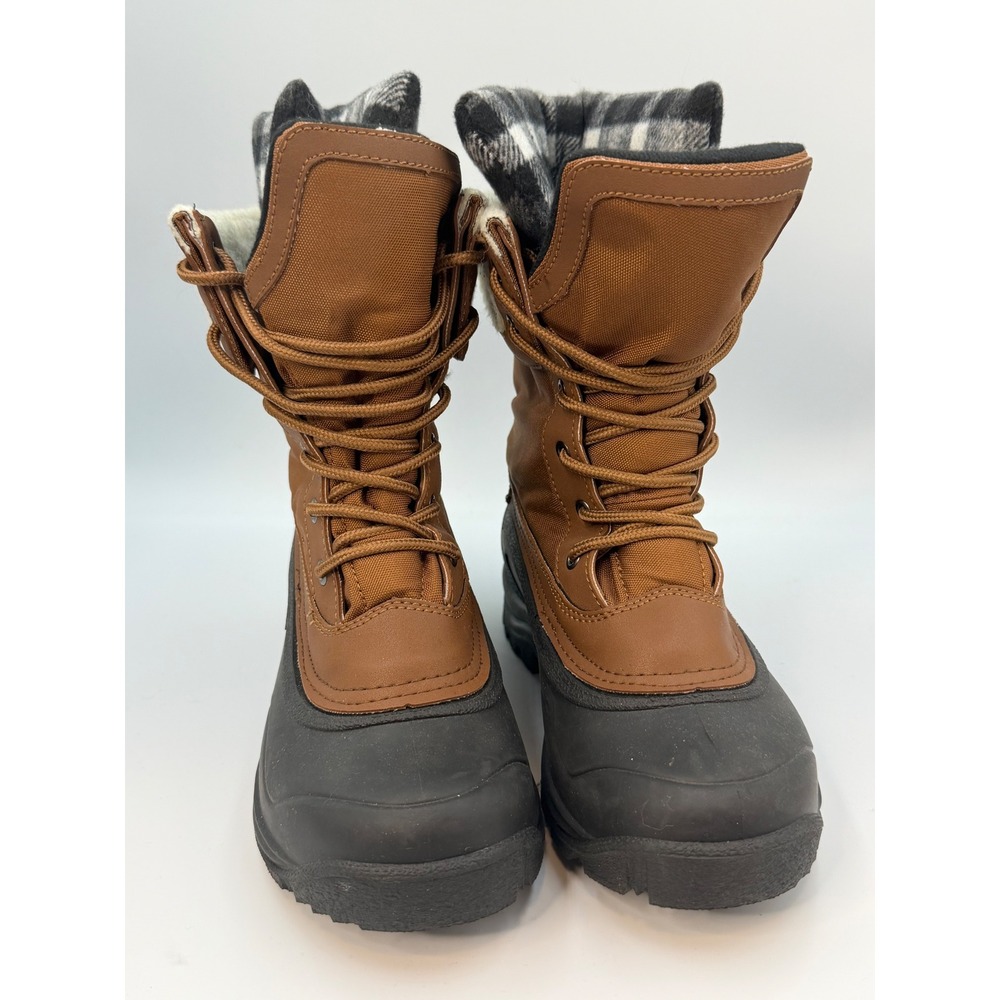 Kamik Women's Brown Black Sugarloaf Winter Snow Boots Plaid Liner Size 7